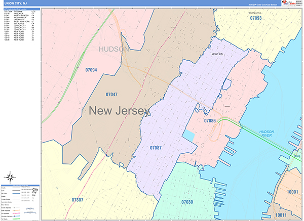 Union City, NJ Zip Code Map